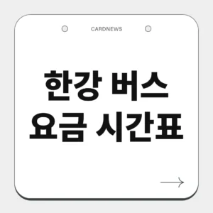 한강 버스 요금 시간표