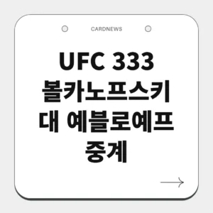 UFC 333 볼카노프스키 대 예블로예프 중계